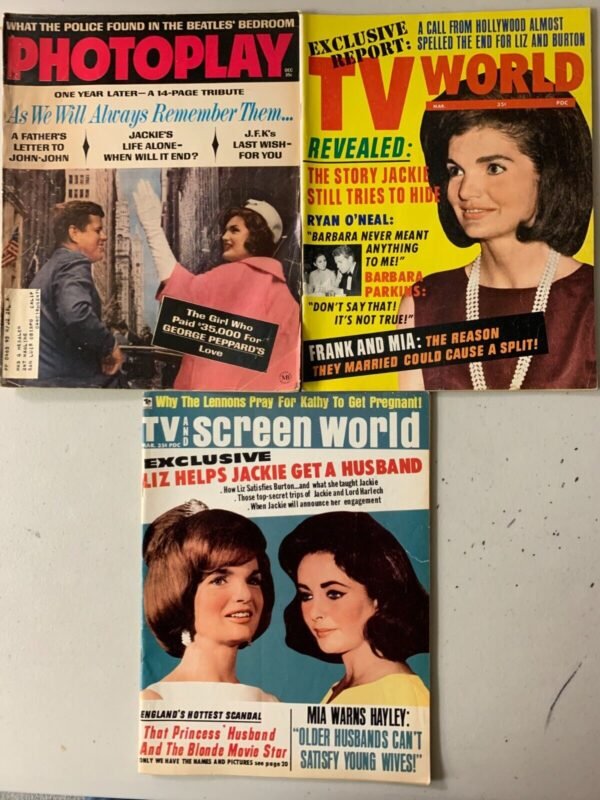 1960's Jackie Kennedy cover gossip magazines lot 3 diff avg 4.0 (1964-67)